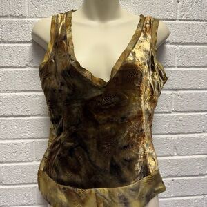 Hugo Boss Gold Fitted Sleeveless Tank Top Vintage Size 0